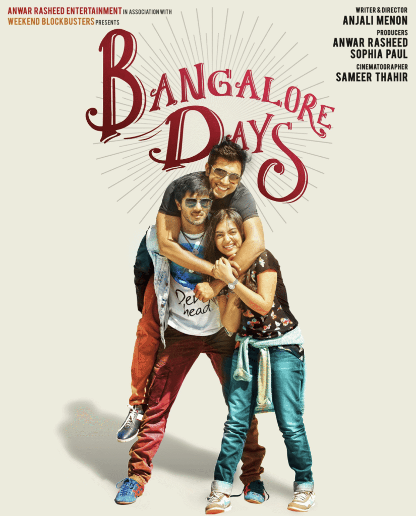 Dulquer Salmaan in Bangalore Days – Malayalam blockbuster often listed among Dulquer Salmaan best movies.