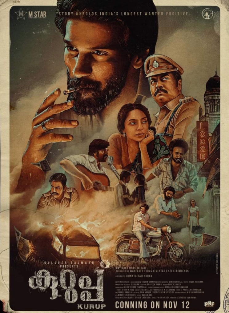 Dulquer Salmaan as Sukumara Kurup in Kurup film – based on a real-life fugitive, among Dulquer Salmaan best movies.