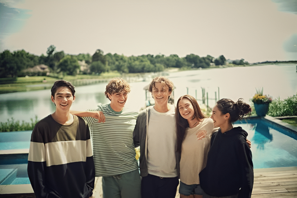 Christopher Briney, Lola Tung, Minnie Mills, Gavin Casalegno, and Sean Kaufman in The Summer I Turned Pretty