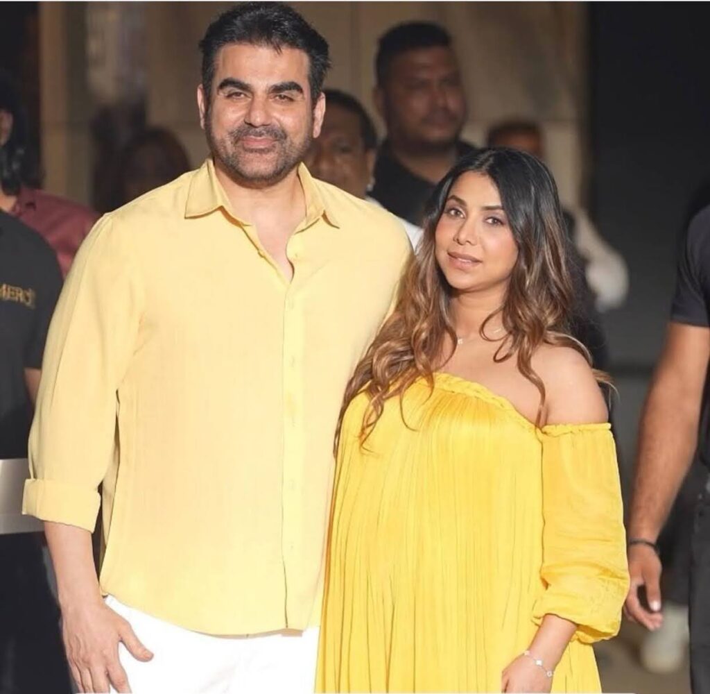Arbaaz Khan and Sshura Khan twinned in bright yellow outfit