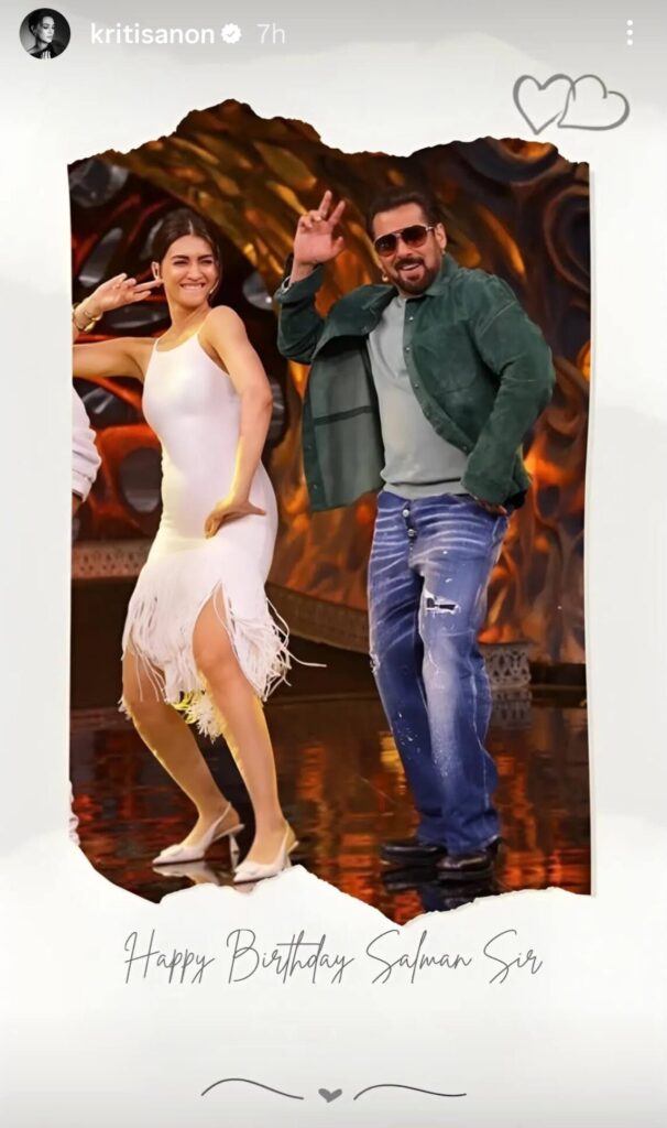 Kriti Sanon shared a cheerful throwback image with Salman Khan, keeping her wish respectful and heartfelt.