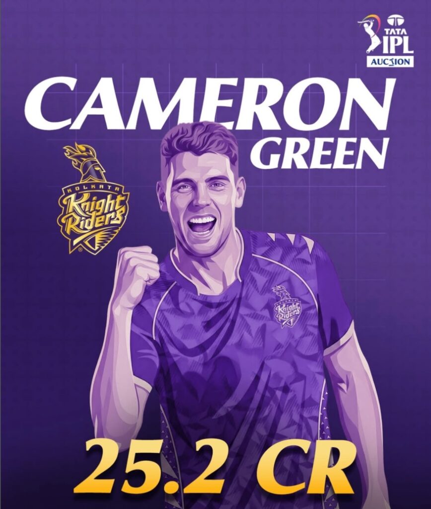 Cameron Green IPL 2026 Auction Price: KKR Buy Australian Star for ₹25.20 Crore