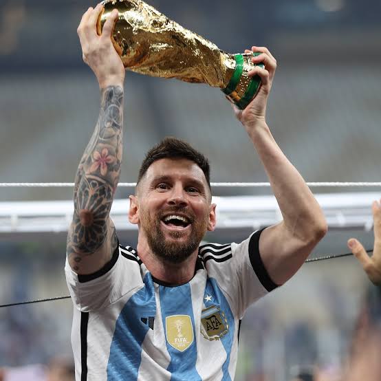 Lionel Messi celebrates Argentina's 2022 triumph as the latest FIFA World Cup winners.