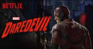 Marvel Daredevil series poster featuring Matt Murdock in Hell's Kitchen