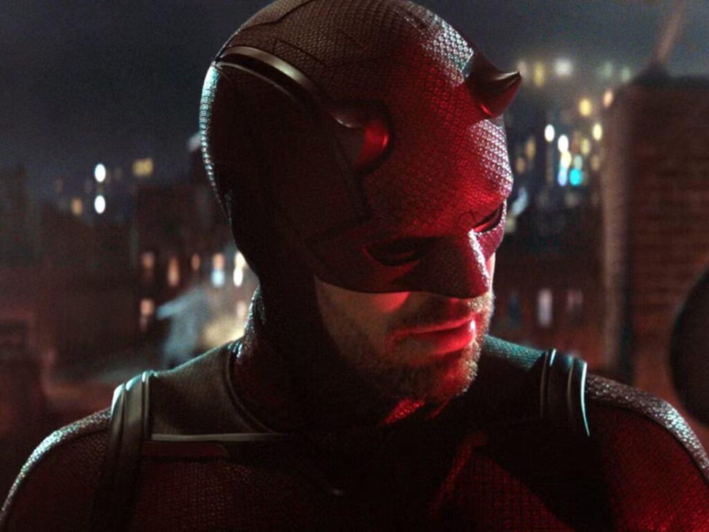 Daredevil Easter eggs featuring Matt Murdock in his iconic red suit in Hell's Kitchen