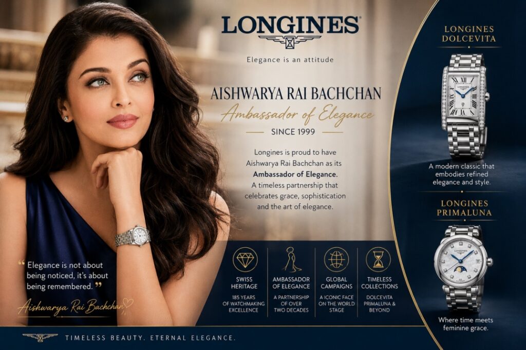 Aishwarya Rai Bachchan as Longines Ambassador of Elegance featuring DolceVita and PrimaLuna watches