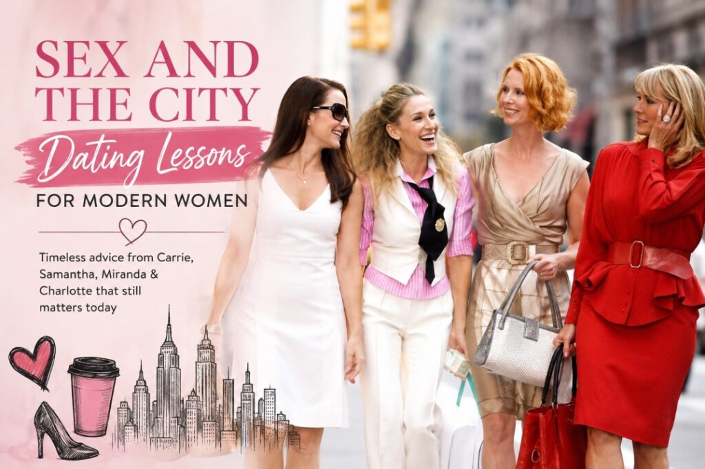 Sex and the City dating lessons for modern women featuring Carrie, Samantha, Miranda and Charlotte